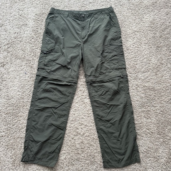 Columbia Omni-Shade Men's Hiking Pants 38X32 Convertible Green Cargo Pockets - Picture 1 of 15
